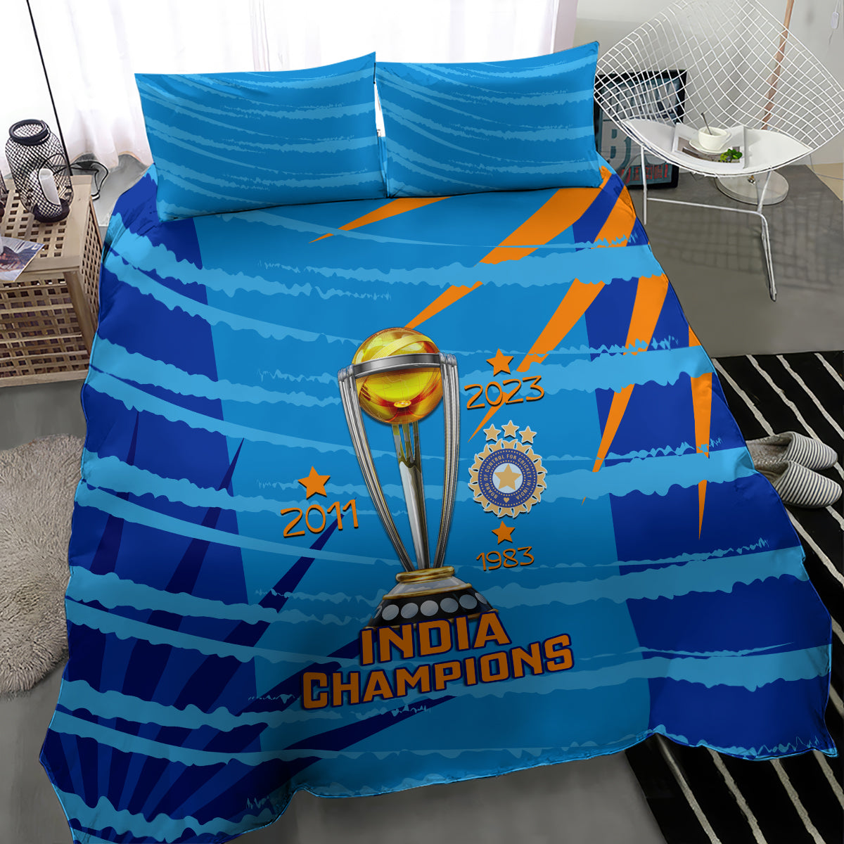 India Cricket Bedding Set 2023 World Cup 3rd Champions Proud - Vibe Hoodie Shop