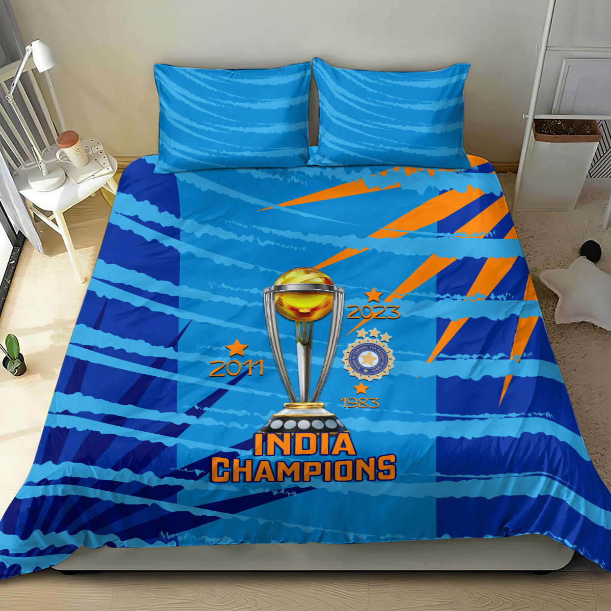 India Cricket Bedding Set 2023 World Cup 3rd Champions Proud - Vibe Hoodie Shop