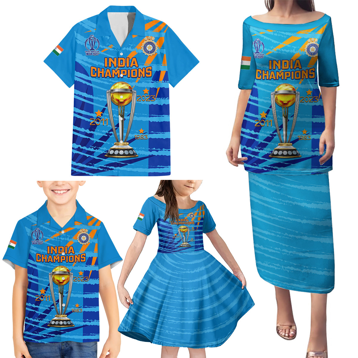 custom-india-cricket-family-matching-puletasi-dress-and-hawaiian-shirt-2023-world-cup-3rd-champions-proud