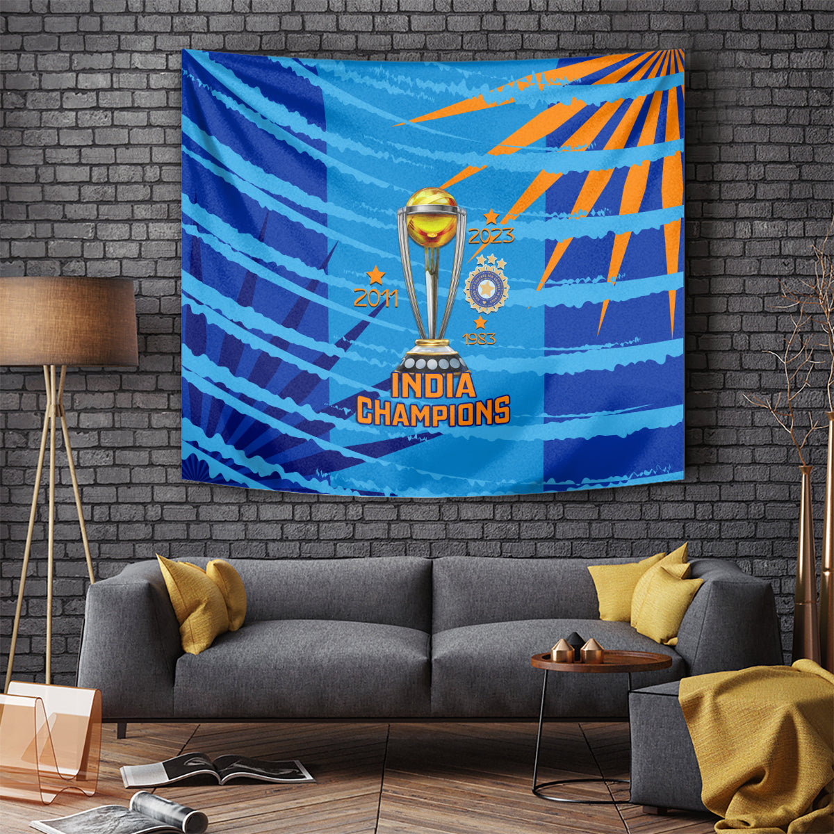 India Cricket Tapestry 2023 World Cup 3rd Champions Proud - Vibe Hoodie Shop