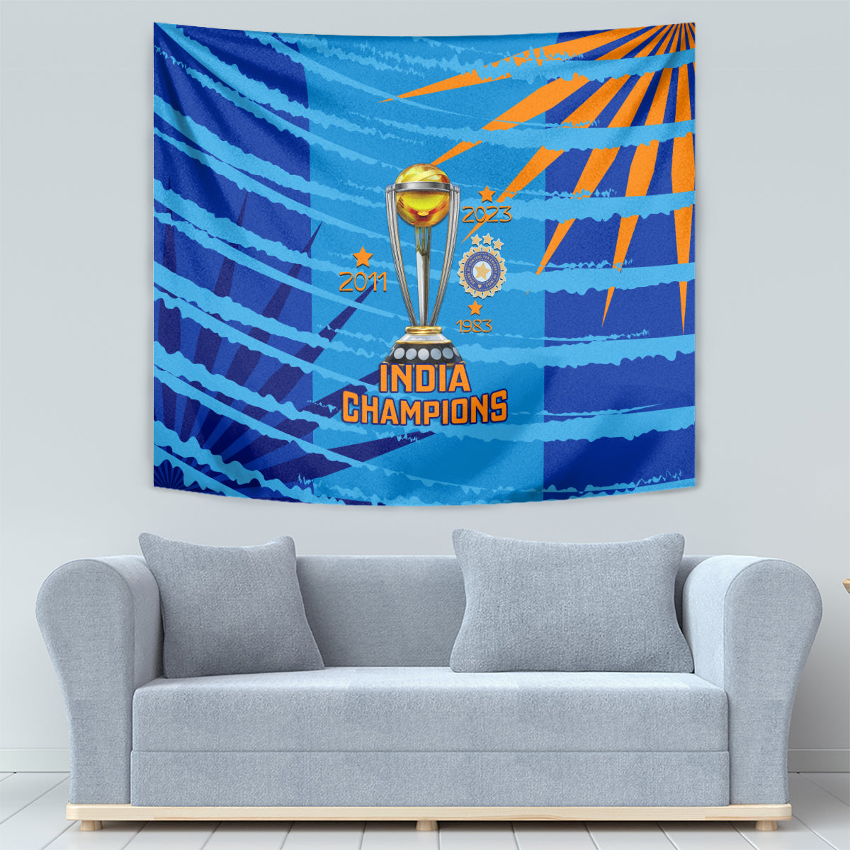 India Cricket Tapestry 2023 World Cup 3rd Champions Proud - Vibe Hoodie Shop