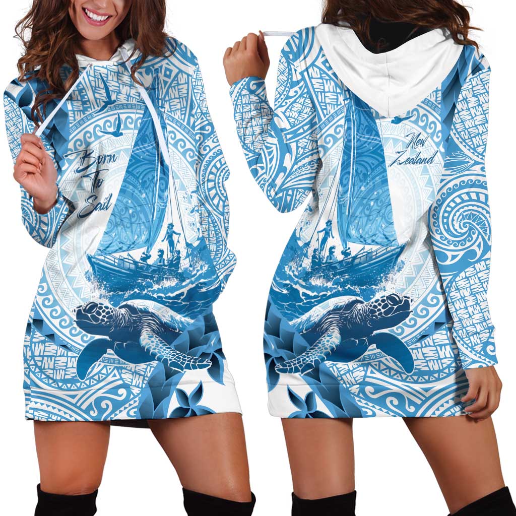 New Zealand Sailing Hoodie Dress Aotearoa Yacht Racing - Born To Sail - Vibe Hoodie Shop