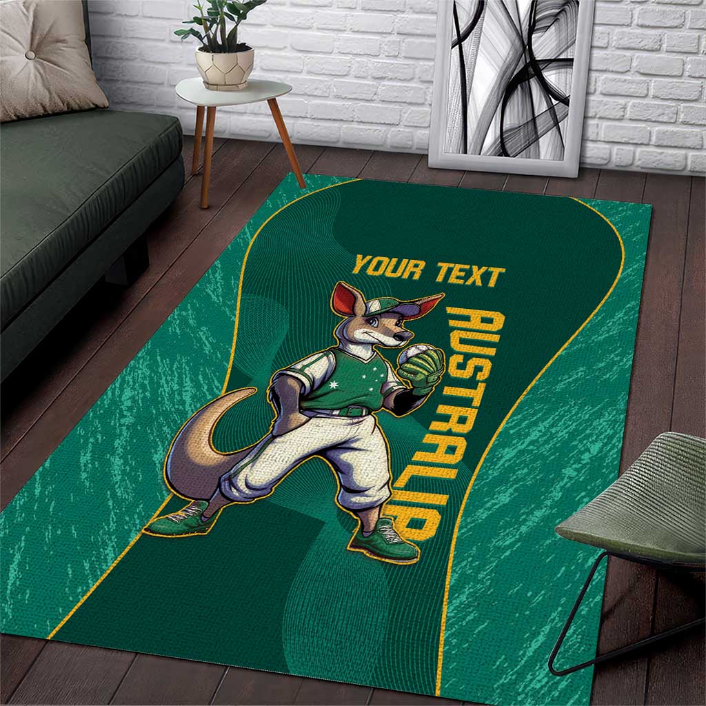 Custom Baseball Australia Area Rug Go Champions - Aussie Kangaroo Mascot - Vibe Hoodie Shop