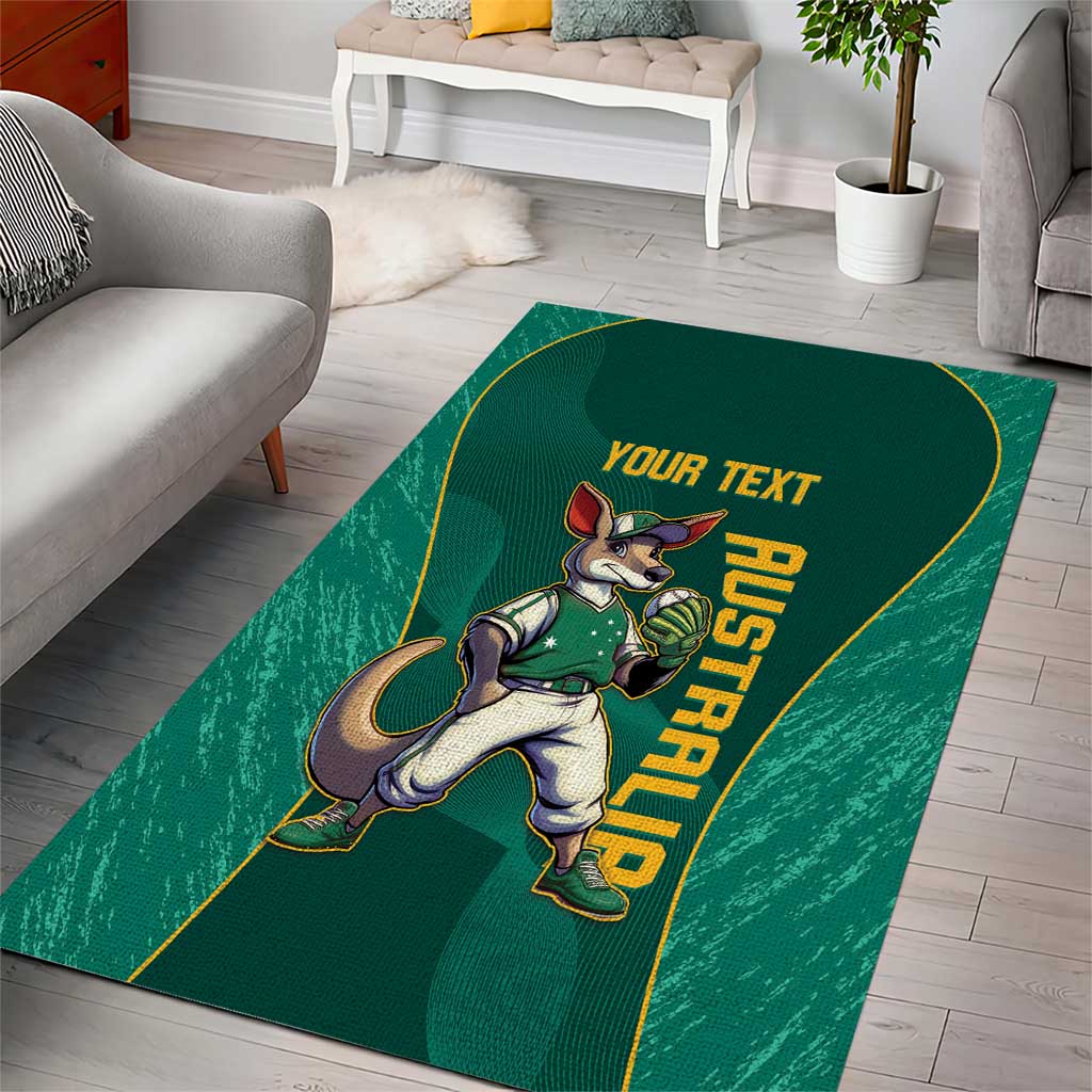 Custom Baseball Australia Area Rug Go Champions - Aussie Kangaroo Mascot - Vibe Hoodie Shop