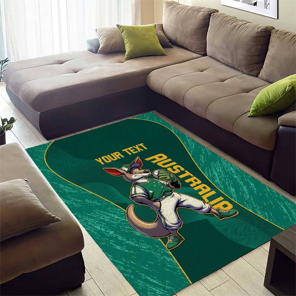 Custom Baseball Australia Area Rug Go Champions - Aussie Kangaroo Mascot - Vibe Hoodie Shop