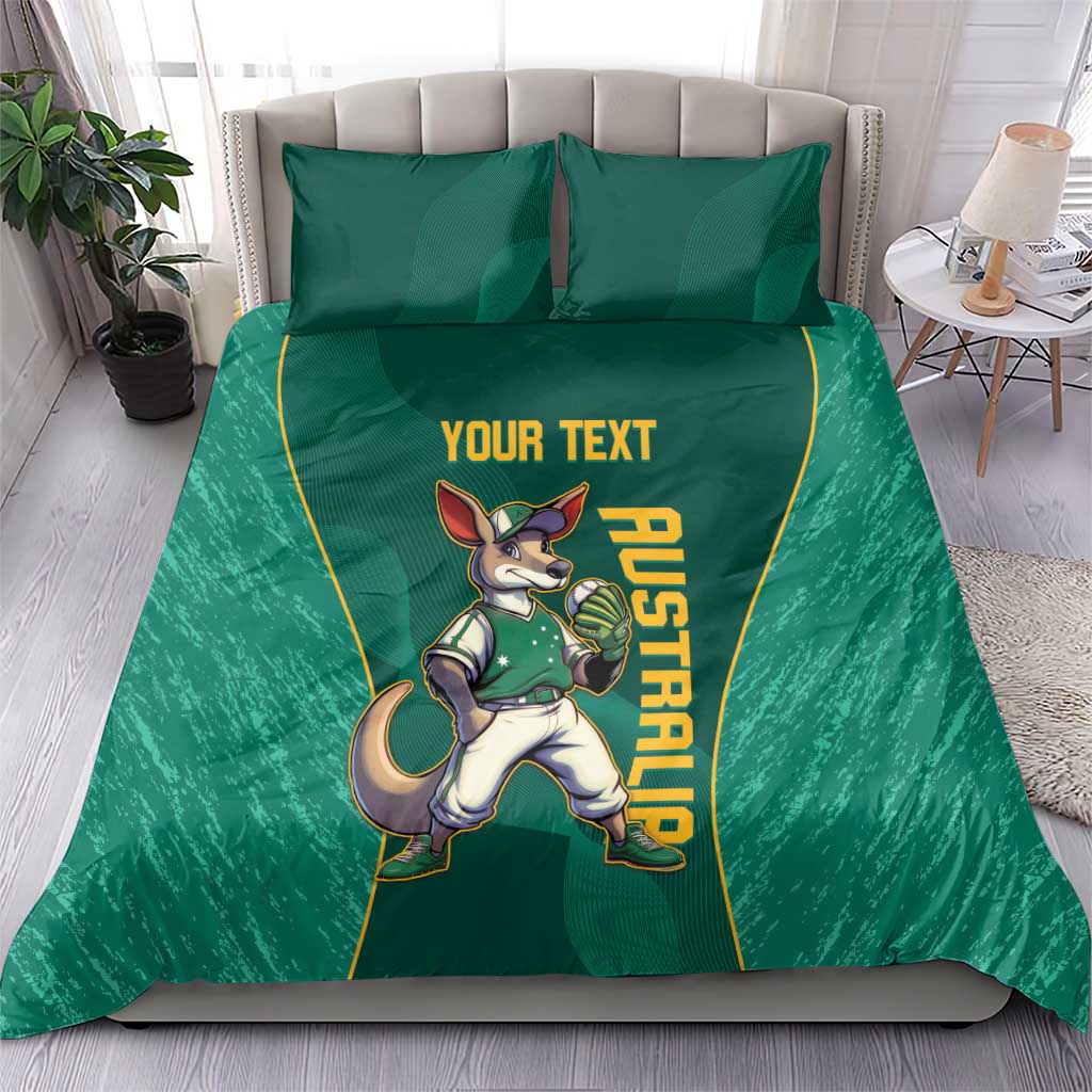 Custom Baseball Australia Bedding Set Go Champions - Aussie Kangaroo Mascot - Vibe Hoodie Shop