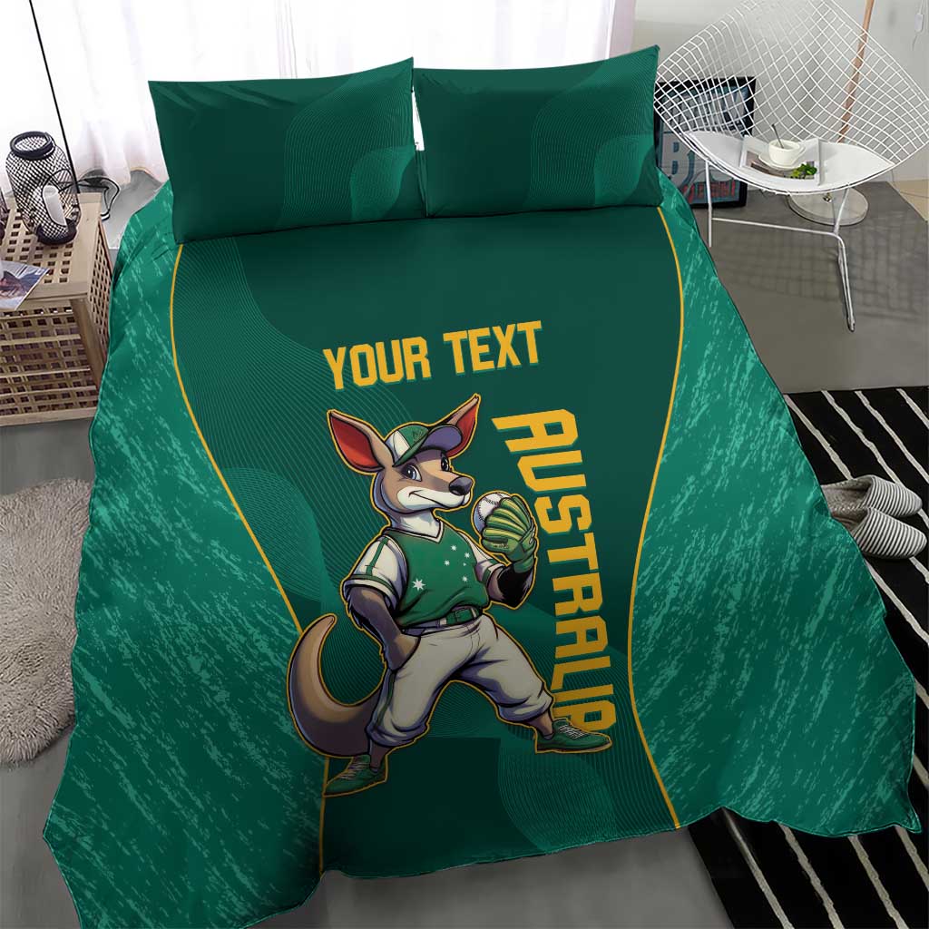 Custom Baseball Australia Bedding Set Go Champions - Aussie Kangaroo Mascot - Vibe Hoodie Shop