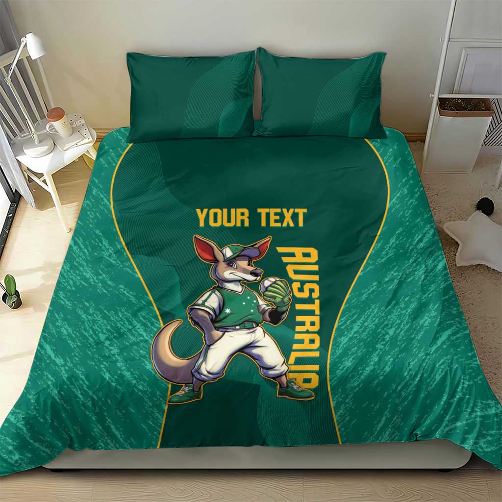 Custom Baseball Australia Bedding Set Go Champions - Aussie Kangaroo Mascot - Vibe Hoodie Shop