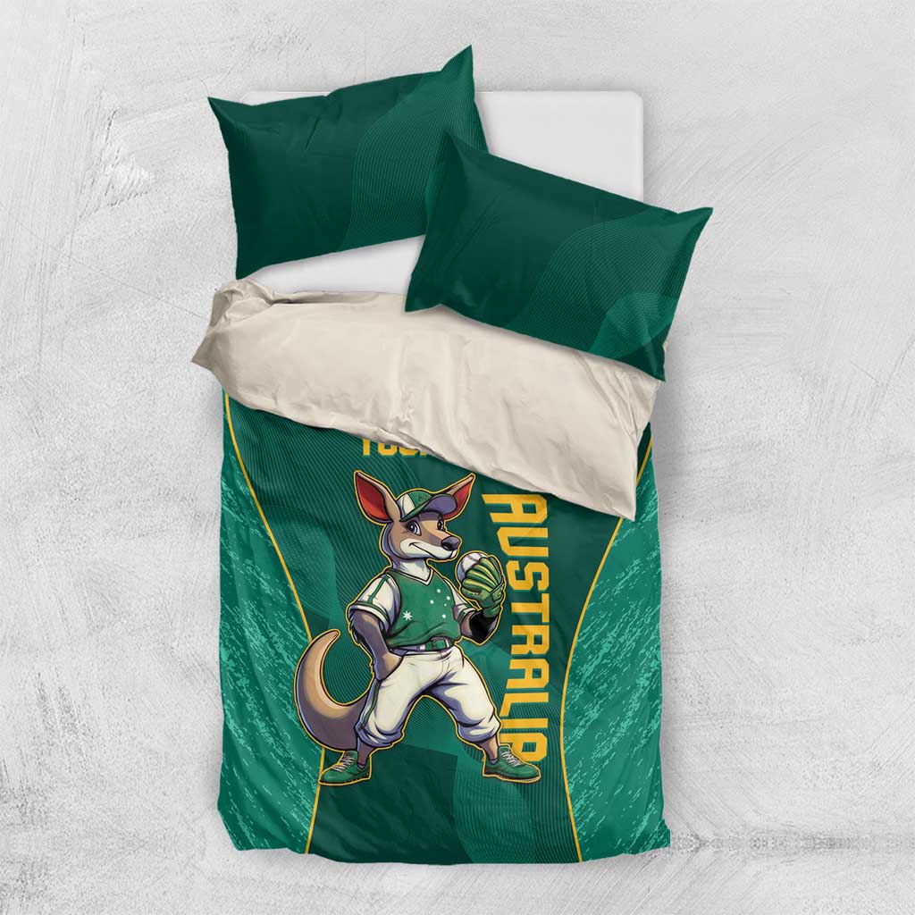 Custom Baseball Australia Bedding Set Go Champions - Aussie Kangaroo Mascot - Vibe Hoodie Shop