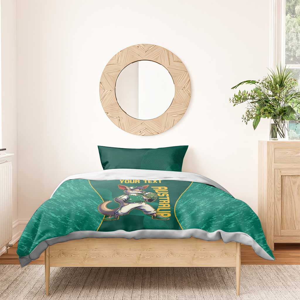 Custom Baseball Australia Bedding Set Go Champions - Aussie Kangaroo Mascot - Vibe Hoodie Shop