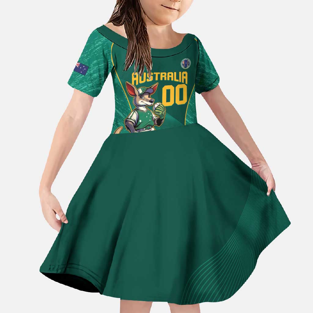 Custom Baseball Australia Family Matching Long Sleeve Bodycon Dress and Hawaiian Shirt Go Champions - Aussie Kangaroo Mascot