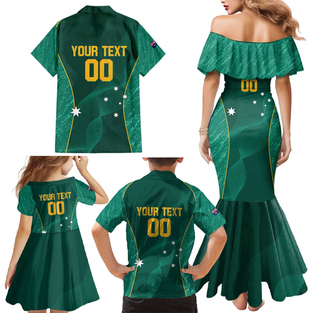 Custom Baseball Australia Family Matching Mermaid Dress and Hawaiian Shirt Go Champions - Aussie Kangaroo Mascot