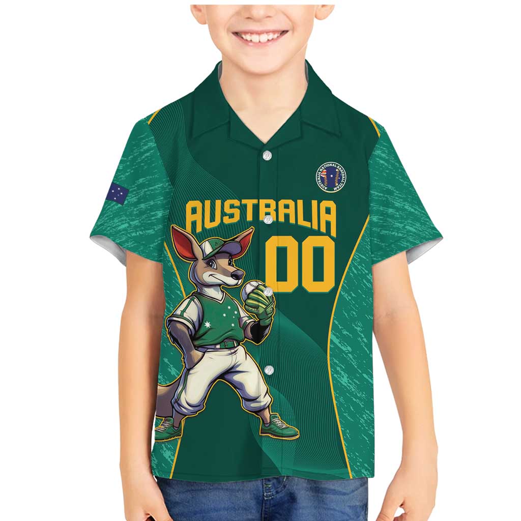 Custom Baseball Australia Family Matching Mermaid Dress and Hawaiian Shirt Go Champions - Aussie Kangaroo Mascot