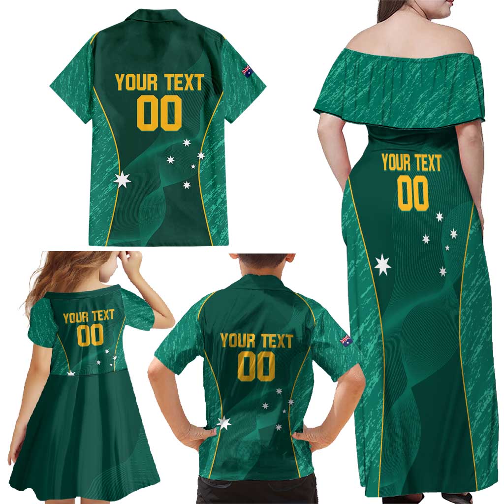 Custom Baseball Australia Family Matching Off Shoulder Maxi Dress and Hawaiian Shirt Go Champions - Aussie Kangaroo Mascot