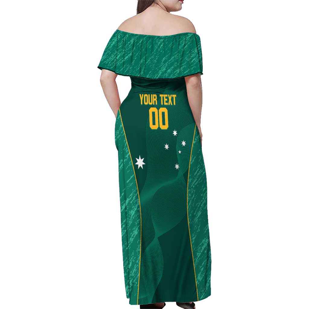 Custom Baseball Australia Family Matching Off Shoulder Maxi Dress and Hawaiian Shirt Go Champions - Aussie Kangaroo Mascot