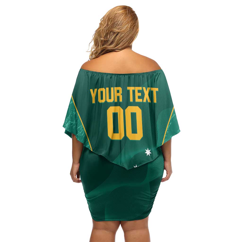 Custom Baseball Australia Family Matching Off Shoulder Short Dress and Hawaiian Shirt Go Champions - Aussie Kangaroo Mascot