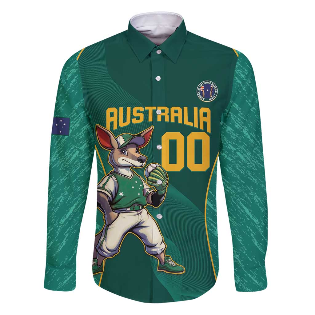 Custom Baseball Australia Family Matching Puletasi and Hawaiian Shirt Go Champions - Aussie Kangaroo Mascot