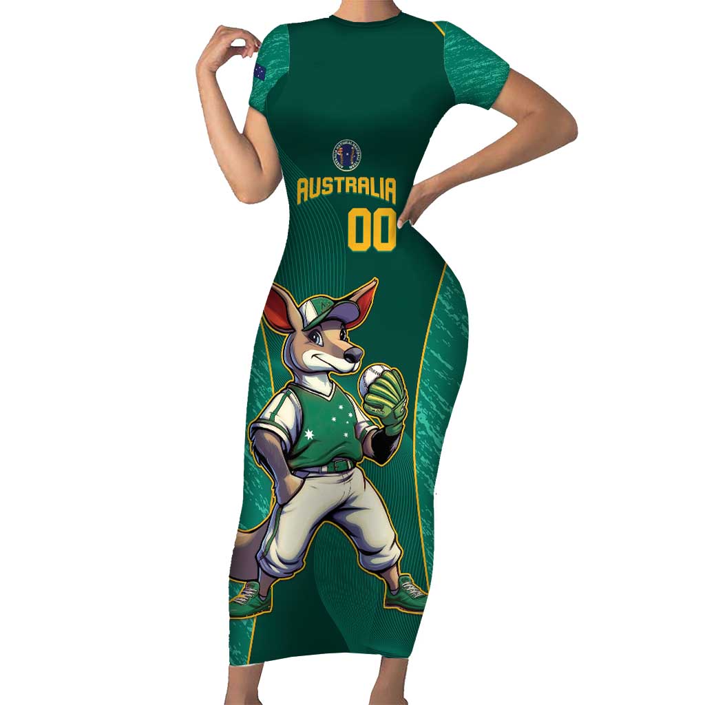 Custom Baseball Australia Family Matching Short Sleeve Bodycon Dress and Hawaiian Shirt Go Champions - Aussie Kangaroo Mascot