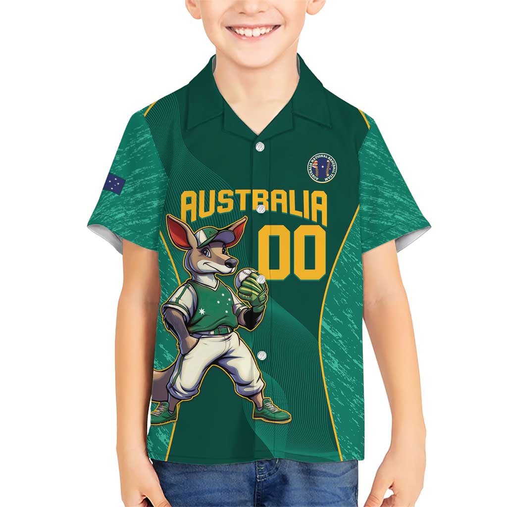 Custom Baseball Australia Family Matching Short Sleeve Bodycon Dress and Hawaiian Shirt Go Champions - Aussie Kangaroo Mascot