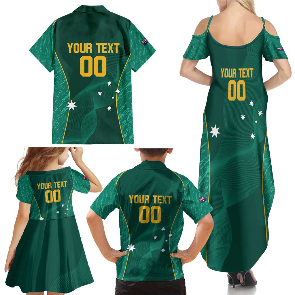 Custom Baseball Australia Family Matching Summer Maxi Dress and Hawaiian Shirt Go Champions - Aussie Kangaroo Mascot