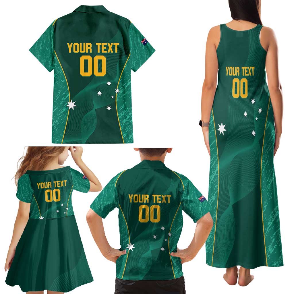Custom Baseball Australia Family Matching Tank Maxi Dress and Hawaiian Shirt Go Champions - Aussie Kangaroo Mascot