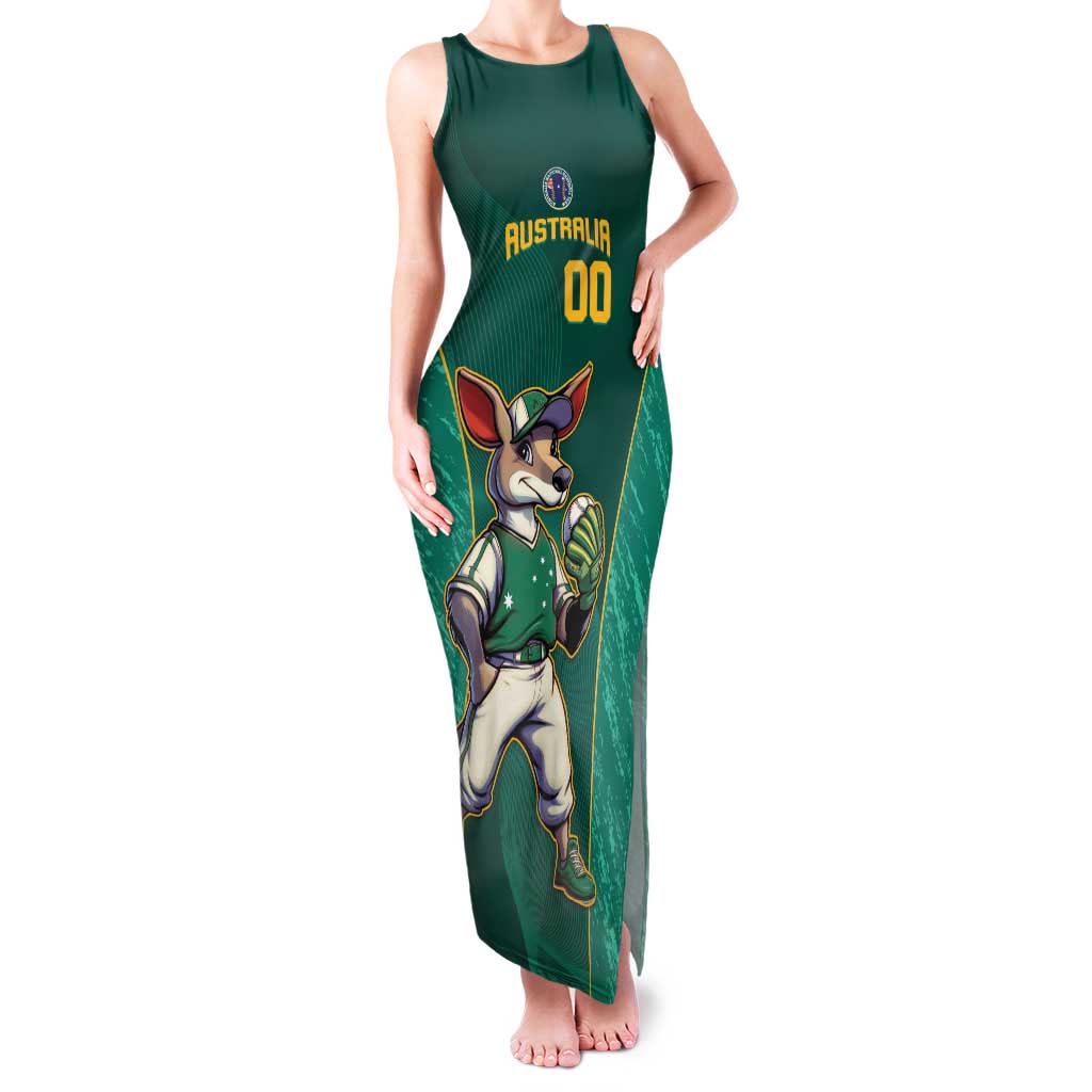 Custom Baseball Australia Family Matching Tank Maxi Dress and Hawaiian Shirt Go Champions - Aussie Kangaroo Mascot