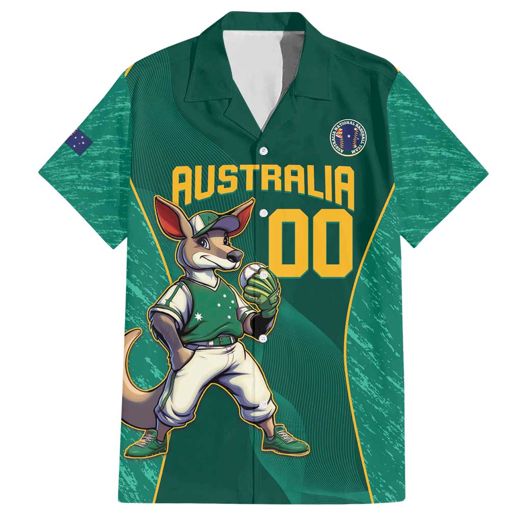 Custom Baseball Australia Hawaiian Shirt Go Champions - Aussie Kangaroo Mascot - Vibe Hoodie Shop