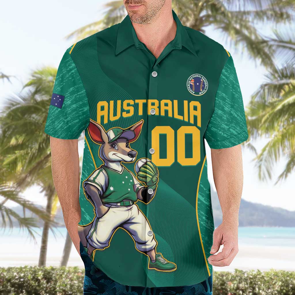 Custom Baseball Australia Hawaiian Shirt Go Champions - Aussie Kangaroo Mascot - Vibe Hoodie Shop