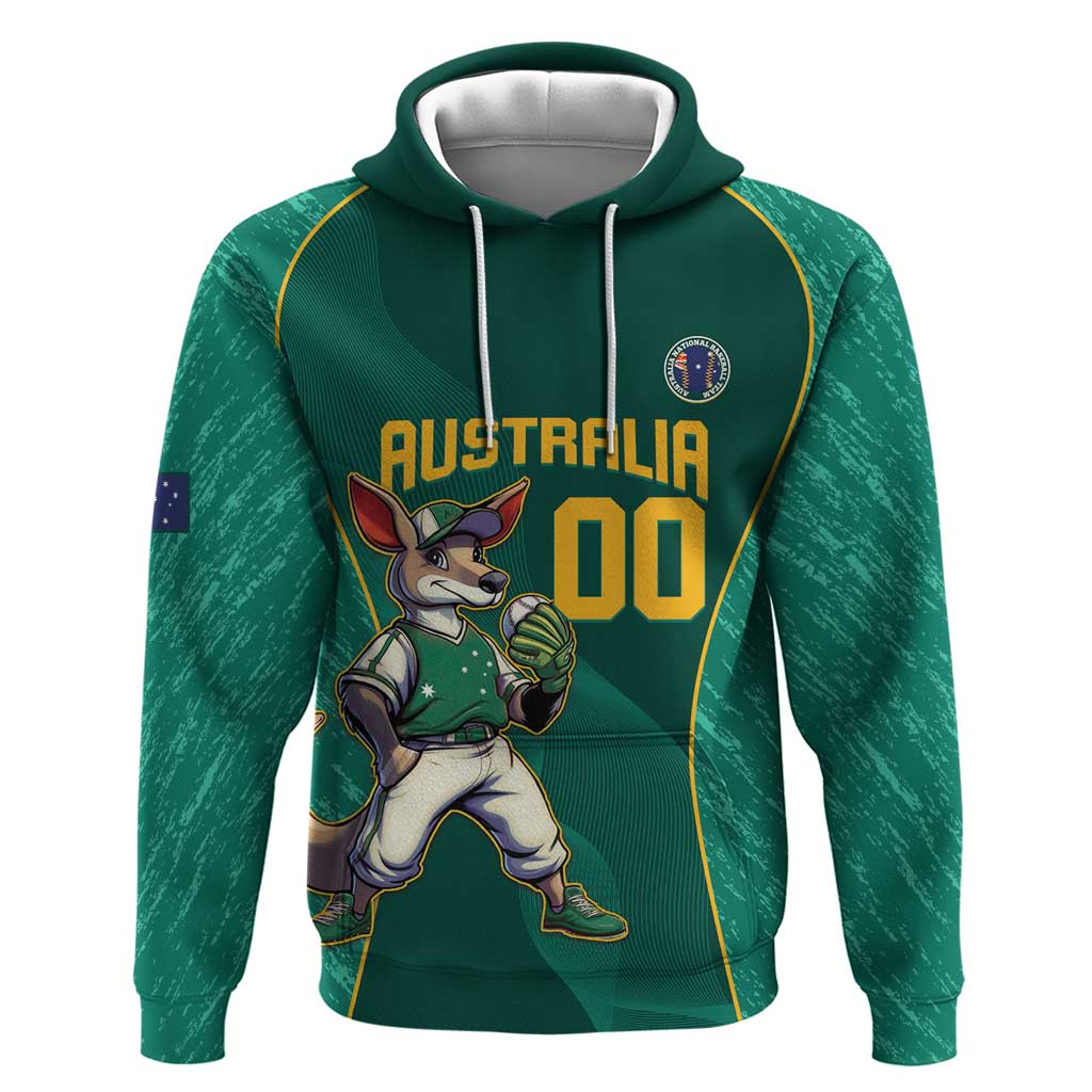 Custom Baseball Australia Hoodie Go Champions - Aussie Kangaroo Mascot - Vibe Hoodie Shop