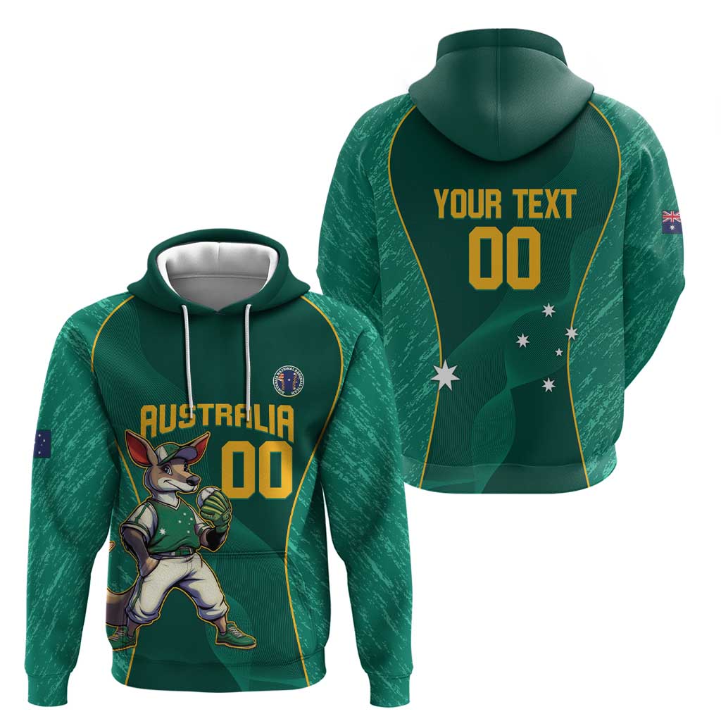 Custom Baseball Australia Hoodie Go Champions - Aussie Kangaroo Mascot - Vibe Hoodie Shop