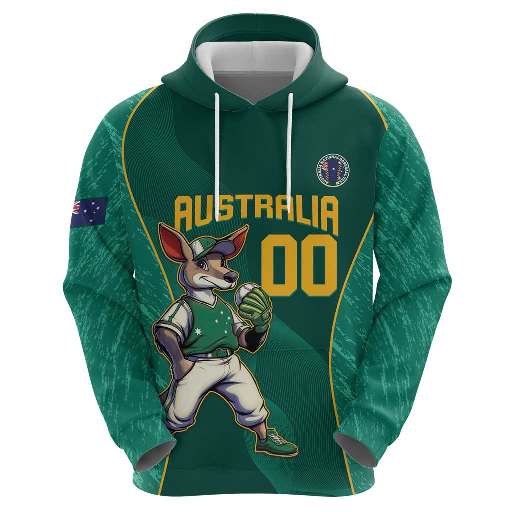 Custom Baseball Australia Hoodie Go Champions - Aussie Kangaroo Mascot - Vibe Hoodie Shop