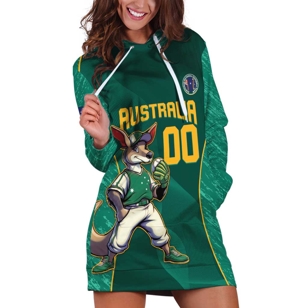 Custom Baseball Australia Hoodie Dress Go Champions - Aussie Kangaroo Mascot - Vibe Hoodie Shop