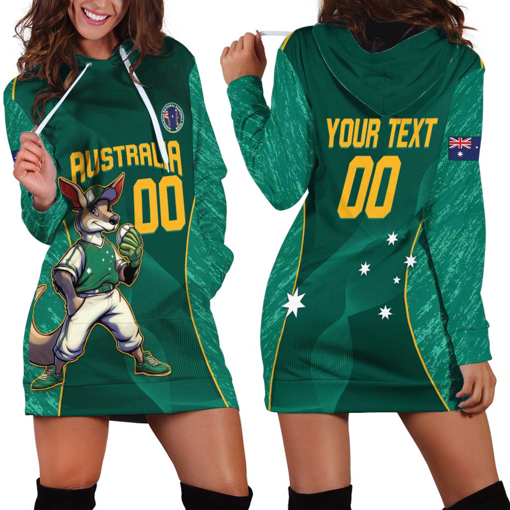 Custom Baseball Australia Hoodie Dress Go Champions - Aussie Kangaroo Mascot - Vibe Hoodie Shop