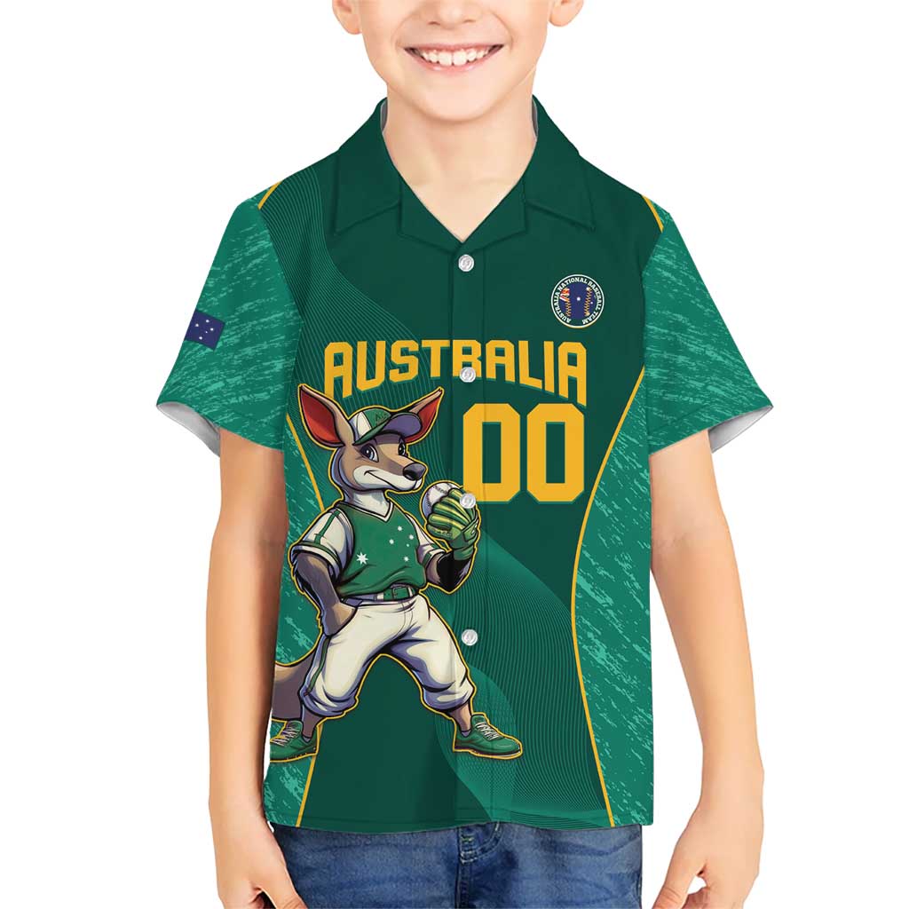 Custom Baseball Australia Kid Hawaiian Shirt Go Champions - Aussie Kangaroo Mascot