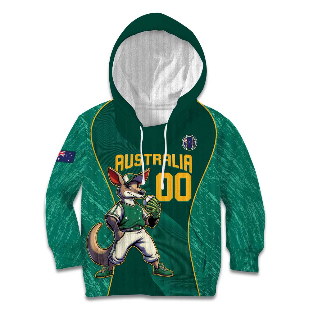 Custom Baseball Australia Kid Hoodie Go Champions - Aussie Kangaroo Mascot - Vibe Hoodie Shop