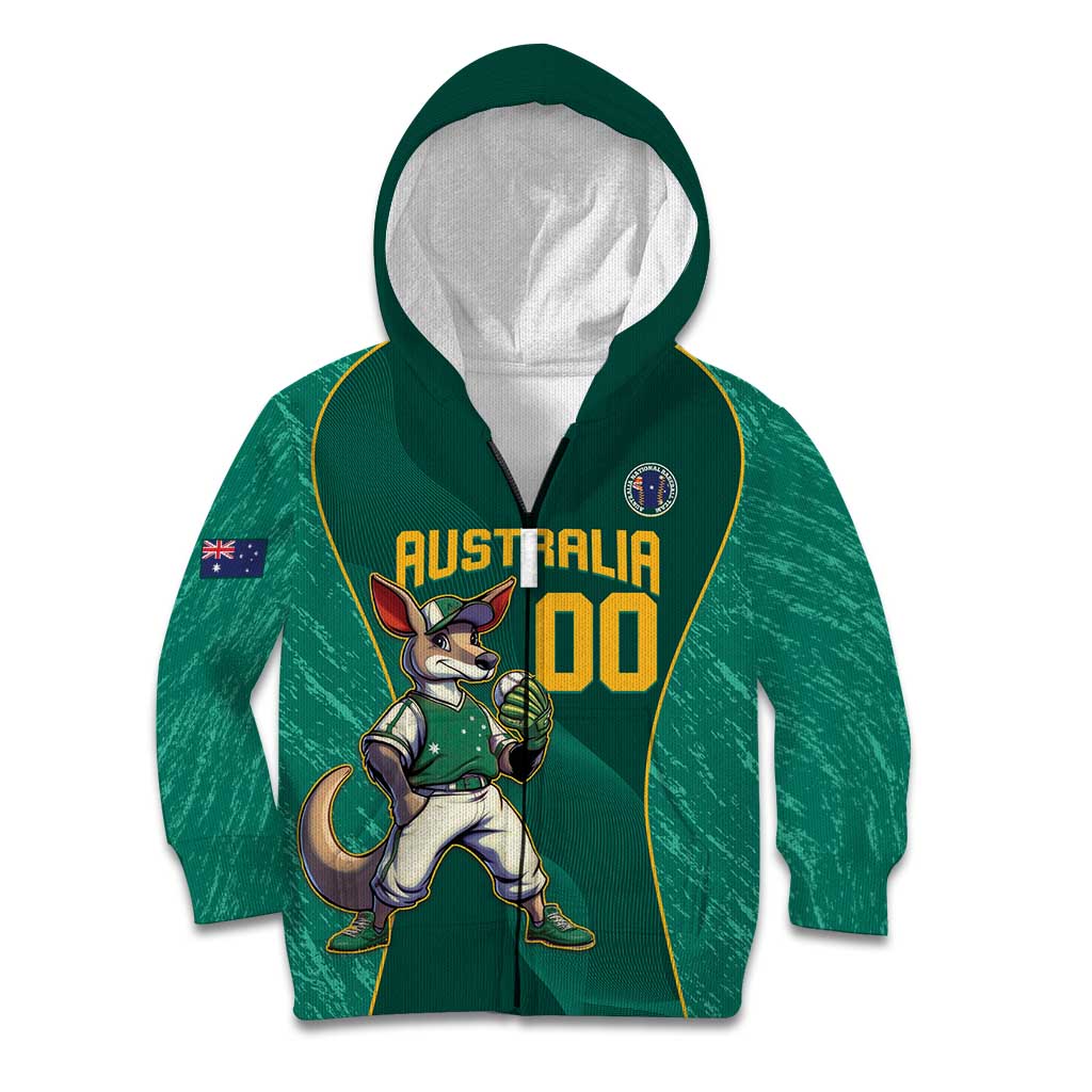 Custom Baseball Australia Kid Hoodie Go Champions - Aussie Kangaroo Mascot - Vibe Hoodie Shop