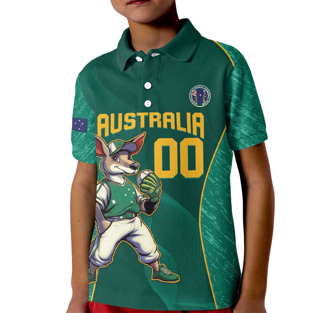 Custom Baseball Australia Kid Polo Shirt Go Champions - Aussie Kangaroo Mascot - Vibe Hoodie Shop