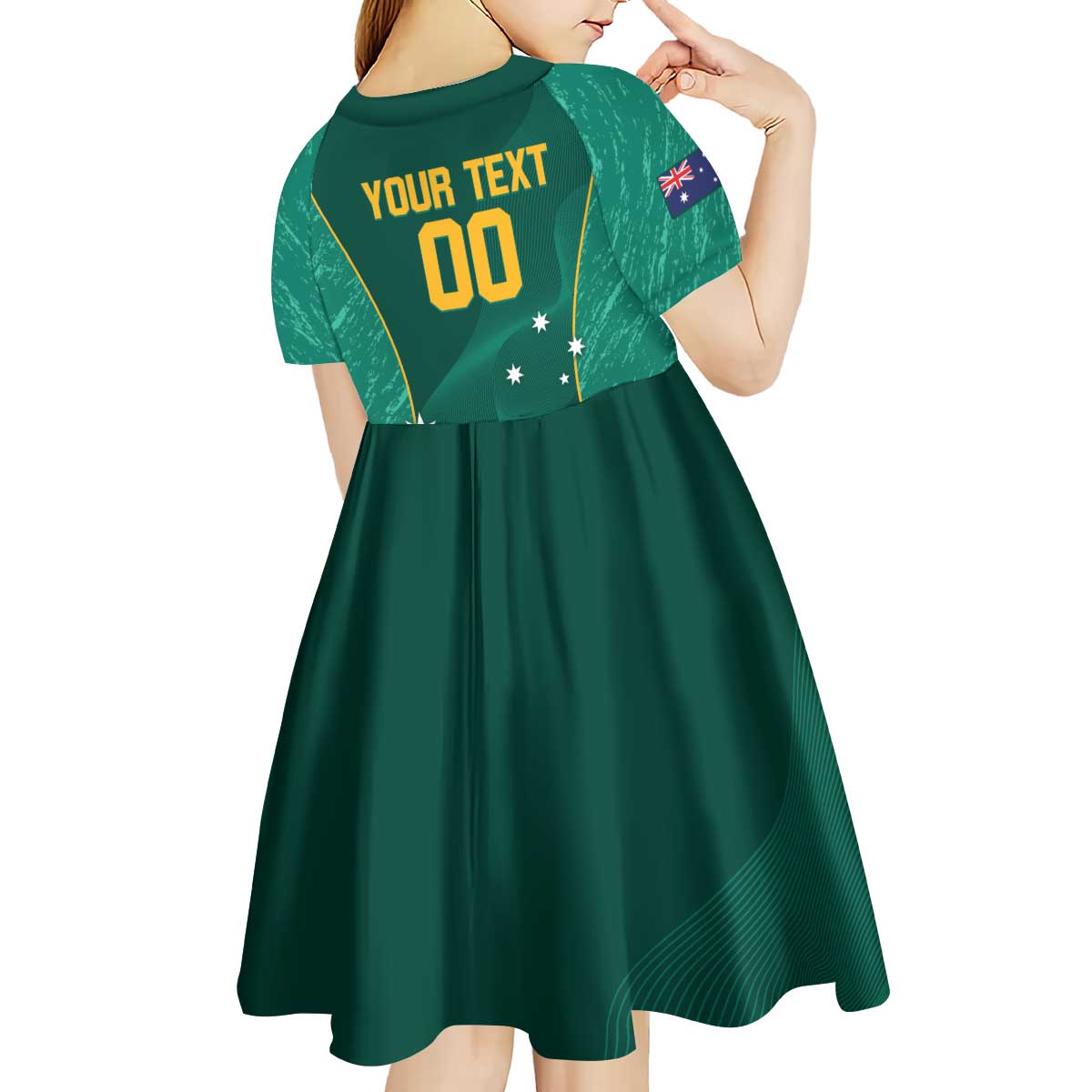 Custom Baseball Australia Kid Short Sleeve Dress Go Champions - Aussie Kangaroo Mascot - Vibe Hoodie Shop