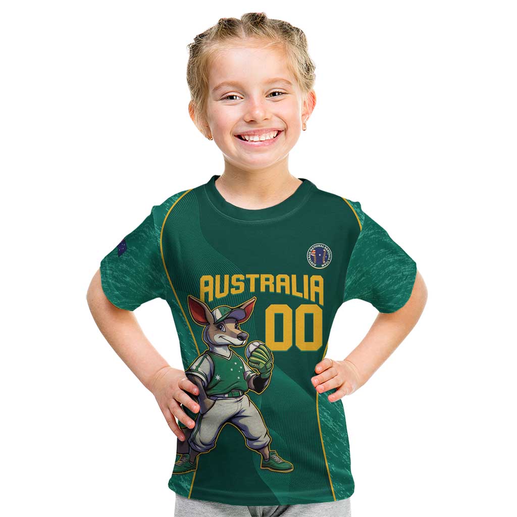Custom Baseball Australia Kid T Shirt Go Champions - Aussie Kangaroo Mascot - Vibe Hoodie Shop