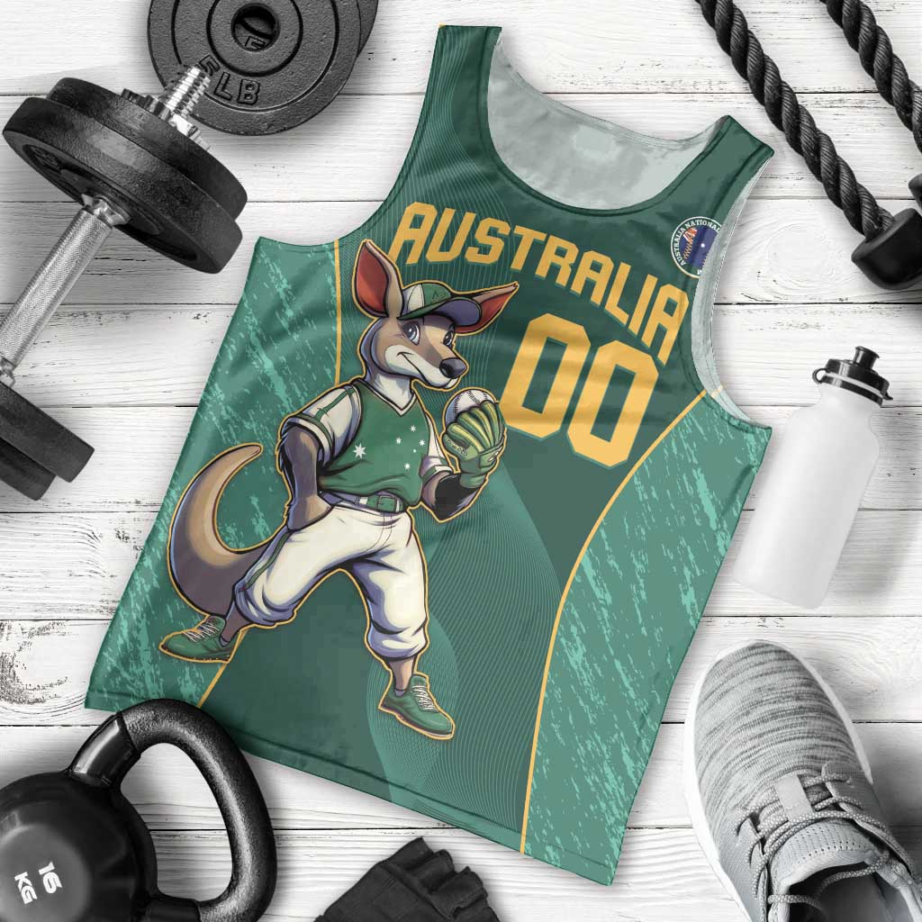 Custom Baseball Australia Men Tank Top Go Champions - Aussie Kangaroo Mascot - Vibe Hoodie Shop