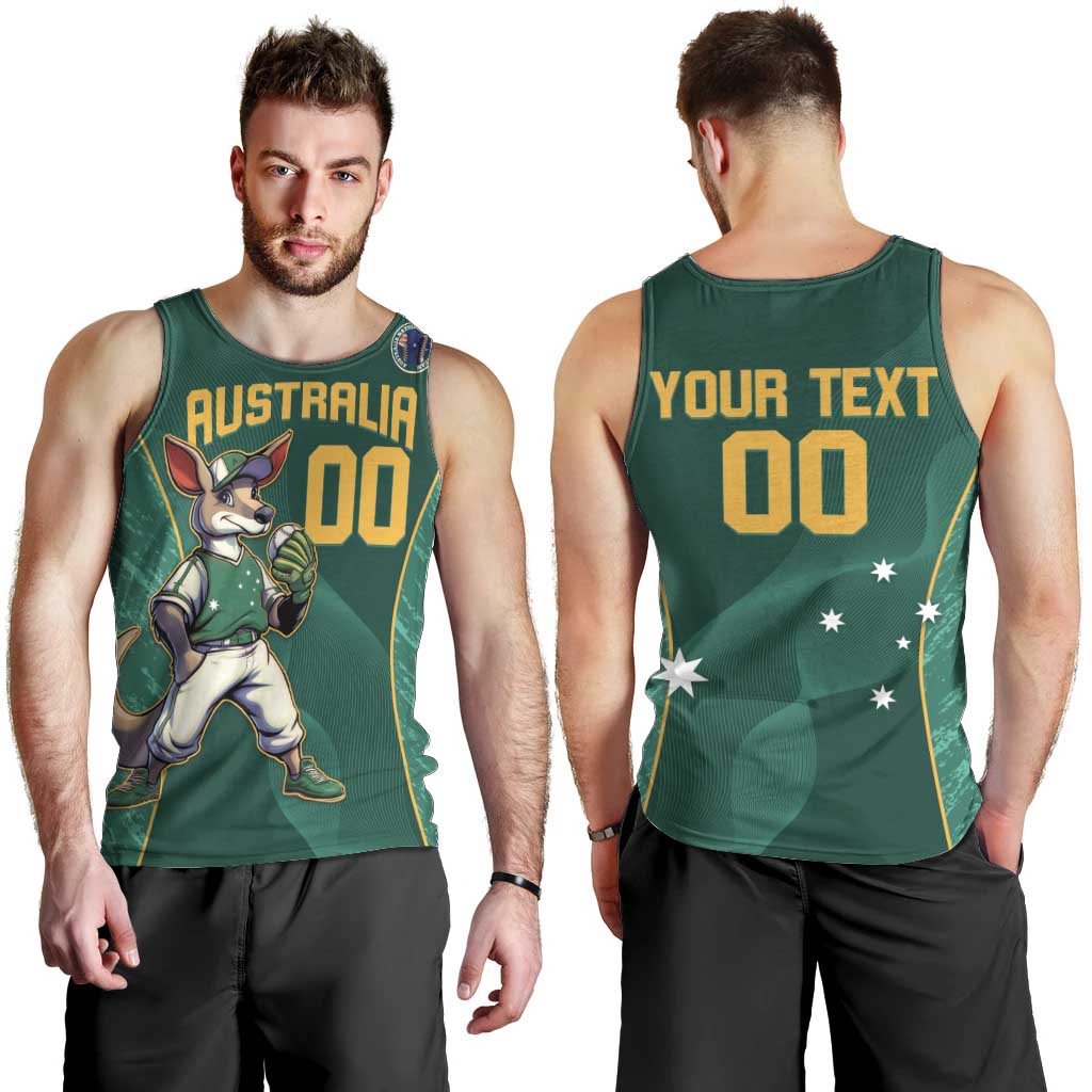 Custom Baseball Australia Men Tank Top Go Champions - Aussie Kangaroo Mascot - Vibe Hoodie Shop