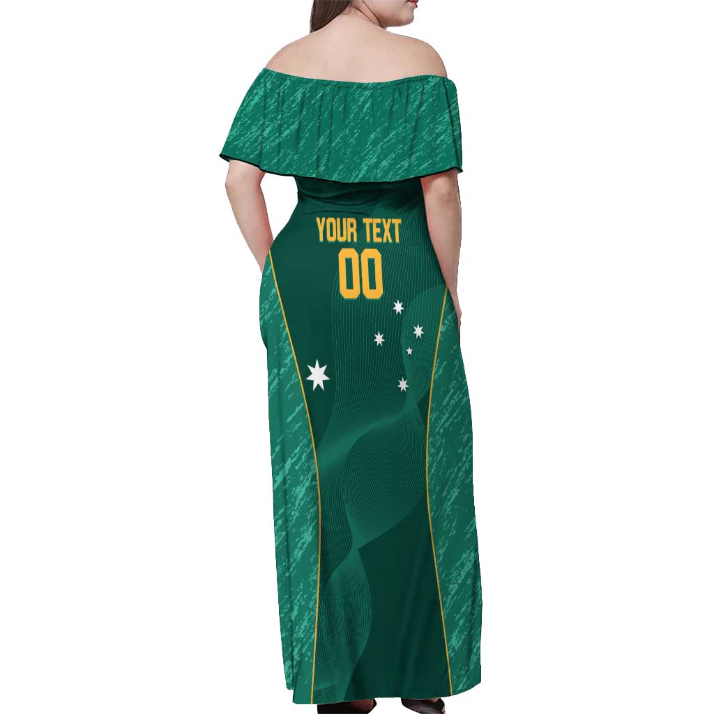 Custom Baseball Australia Off Shoulder Maxi Dress Go Champions - Aussie Kangaroo Mascot