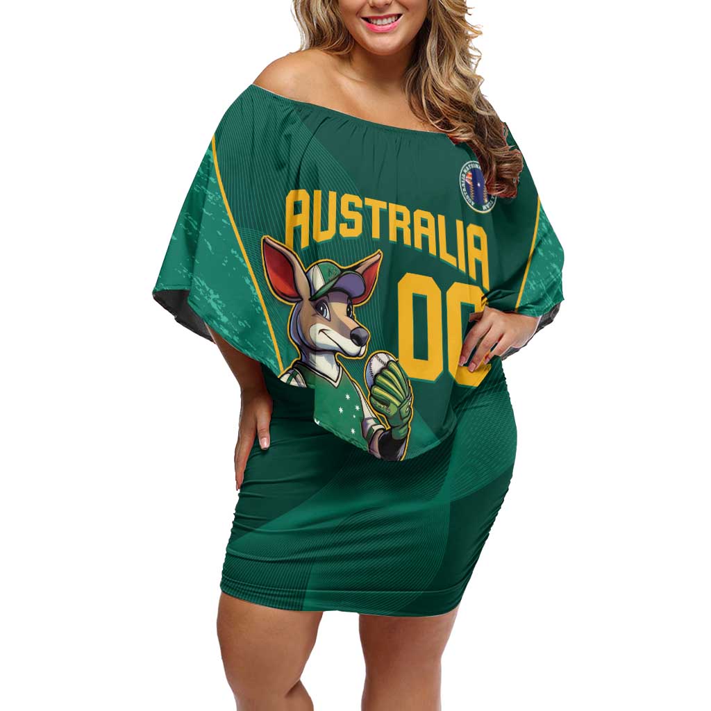 Custom Baseball Australia Off Shoulder Short Dress Go Champions - Aussie Kangaroo Mascot