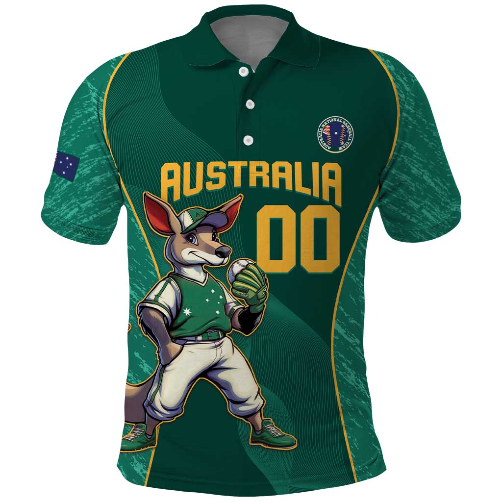 Custom Baseball Australia Polo Shirt Go Champions - Aussie Kangaroo Mascot - Vibe Hoodie Shop