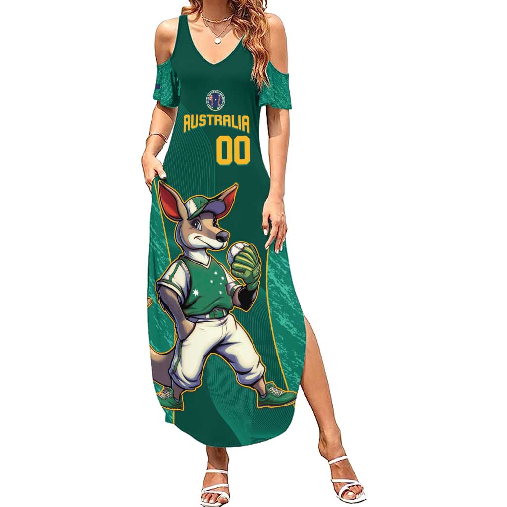 Custom Baseball Australia Summer Maxi Dress Go Champions - Aussie Kangaroo Mascot