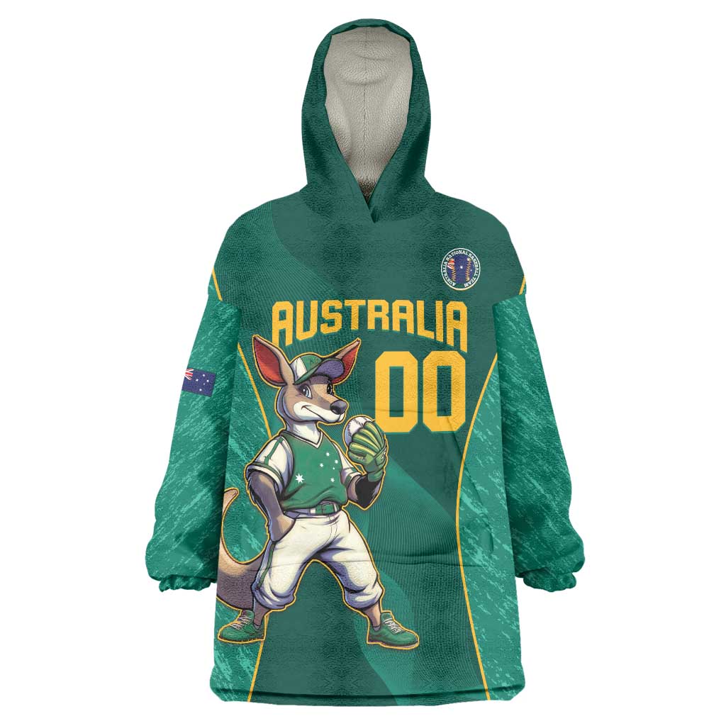 Custom Baseball Australia Wearable Blanket Hoodie Go Champions - Aussie Kangaroo Mascot - Vibe Hoodie Shop