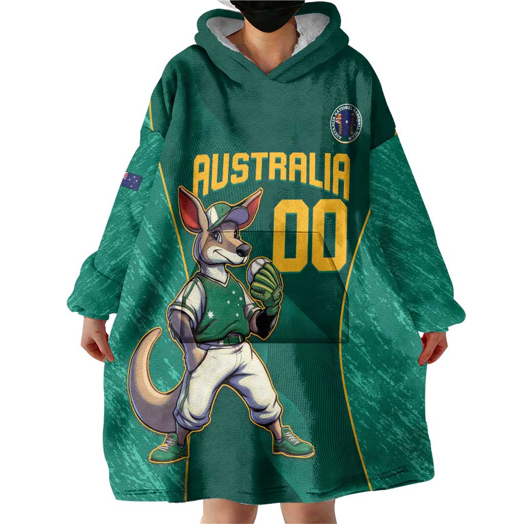 Custom Baseball Australia Wearable Blanket Hoodie Go Champions - Aussie Kangaroo Mascot - Vibe Hoodie Shop