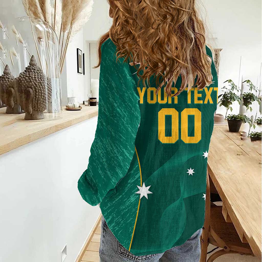 Custom Baseball Australia Women Casual Shirt Go Champions - Aussie Kangaroo Mascot - Vibe Hoodie Shop