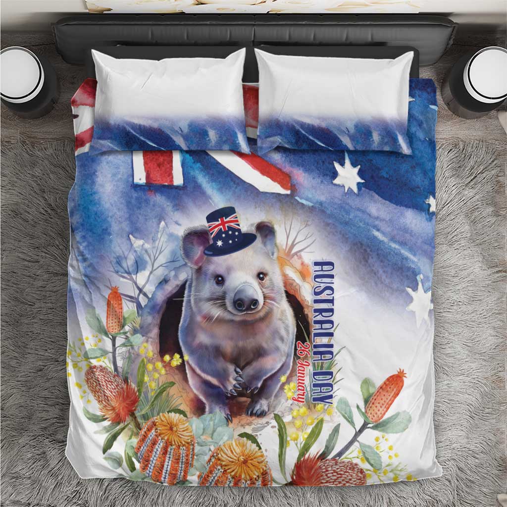 Wombat Australia Day Bedding Set Happy 26 January - Banksia Watercolor - Vibe Hoodie Shop