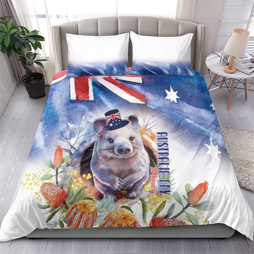 Wombat Australia Day Bedding Set Happy 26 January - Banksia Watercolor - Vibe Hoodie Shop